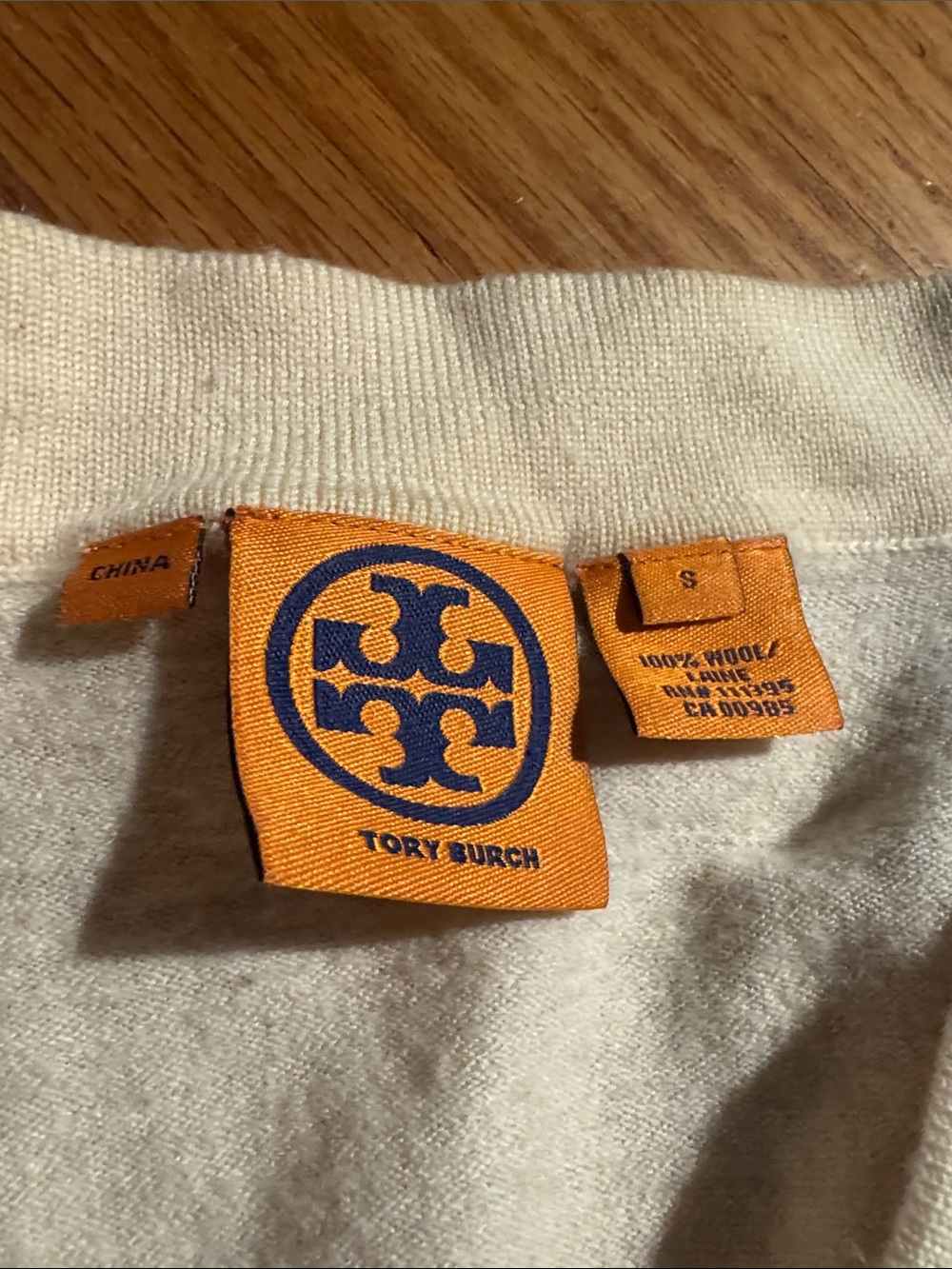 Tory Burch Cream Crewneck Wool Sweater with statement buttons!